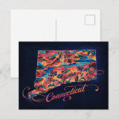 Postale Illustration captivante de la carte Connecticut (Devant / Derrière)