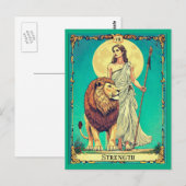 Postale Illustration de carte de tarot, Force (Devant / Derrière)