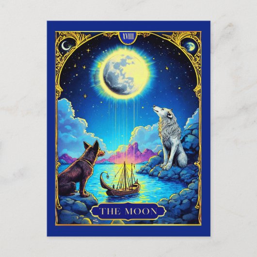 Postale Illustration de carte de tarot, La Lune (Devant)