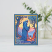 Postale Illustration de carte de tarot, l'Ermite (Debout devant)