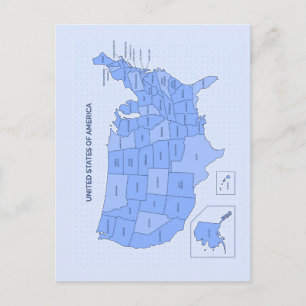 Postale Illustration de carte minimale des États-Unis en b