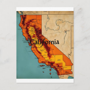 Postale Illustration de la carte de Californie