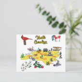 Postale Illustration de la carte de Caroline du Nord (Debout devant)