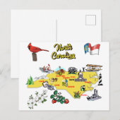 Postale Illustration de la carte de Caroline du Nord (Devant / Derrière)