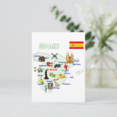 Postale Illustration de la carte de l'Espagne (Debout devant)