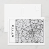 Postale Illustration de la carte de Milan (Devant / Derrière)