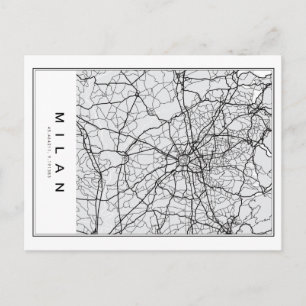 Postale Illustration de la carte de Milan