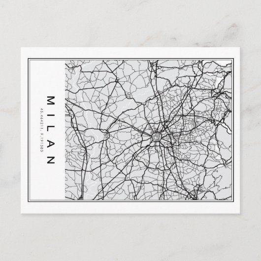 Postale Illustration de la carte de Milan (Devant)