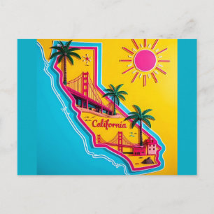 Postale Illustration de la carte des monuments de Californ