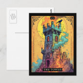 Postale Illustration de la carte Tarot, la tour (Devant / Derrière)