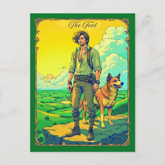 Postale Illustration de la carte Tarot, l'idiot (Devant)