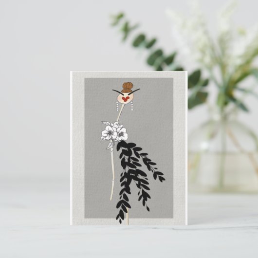 Postale Illustration de mode haute couture sur carte posta (Debout devant)