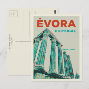 Postale Illustration du temple Evora Diana Portugal Carte