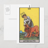 Postale image de la carte strenght tarot (Devant / Derrière)
