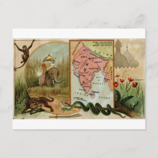 Postale Inde, carte vintage 1889 (Devant)