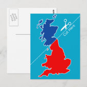 Postale Indépendance écossaise, carte "Coupez ici" (Devant / Derrière)