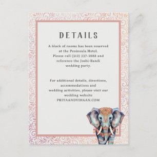 Postale Indian Elephant Détails Mariage Carte de boîtier