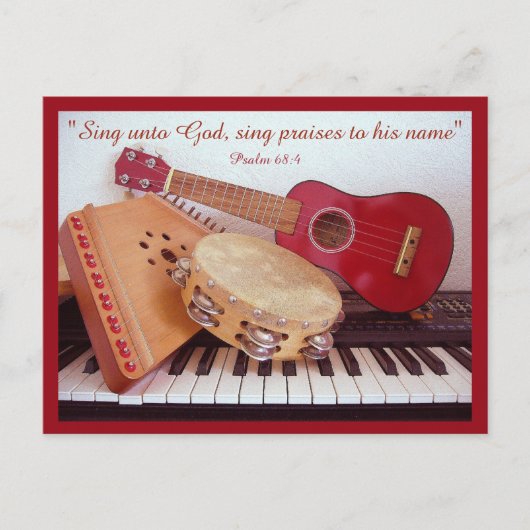 Postale Instruments de musique ~ Chantez Louanges ! Carte  (Devant)