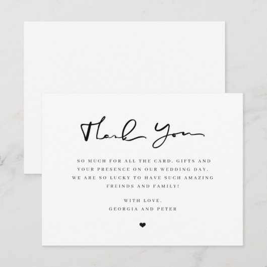 Postale Invités de carte de remerciements de script mariag (Devant / Derrière)