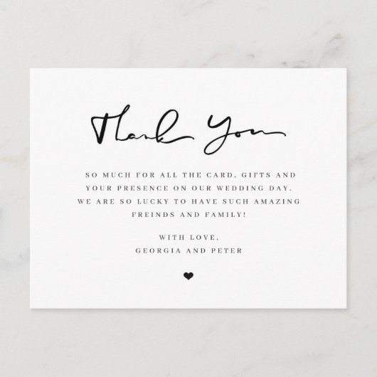 Postale Invités de carte de remerciements de script mariag (Devant)