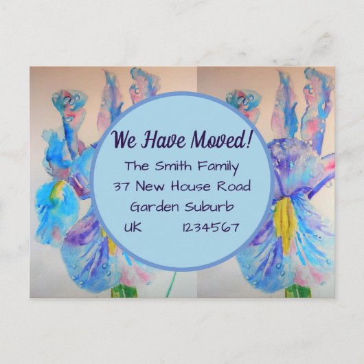Postale Iris Fleurs Nouvelle Adresse Carte Postale, Nous D (Devant)