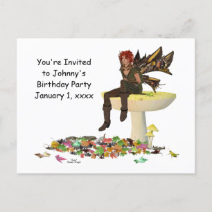 Postale Irish Boy Fairy Sur Mushroom Birthdat Carte Postal