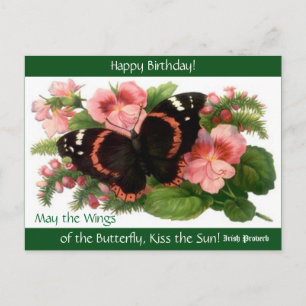 Postale Irish Proverb Happy Birthday Butterfly PC carte po