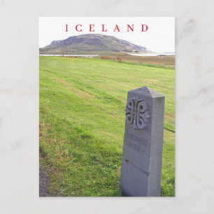 Postale Islande Thingvellir panneau de route vue carte pos