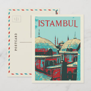 Postale Istambul Hagia Sophia illustration Turquie Carte p