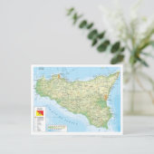 Postale Italie - Sicile - Carte Sicile - (Debout devant)