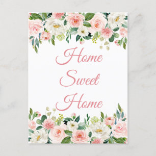 Postale J'ai déménagé à la maison Sweet Home Floral Carte 