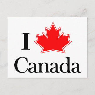 POSTALE J'AIME LA CARTE POST CANADA