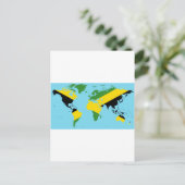 Postale Jamaïque Monde - Jamaïque Carte du Drapeau du Mond (Debout devant)