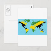 Postale Jamaïque Monde - Jamaïque Carte du Drapeau du Mond (Devant / Derrière)