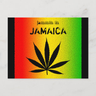 Postale Jammin en Jamaïque Black Reggae Rasta Leaf carte p