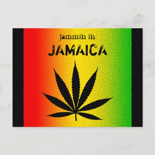 Postale Jammin en Jamaïque Black Reggae Rasta Leaf carte p (Devant)