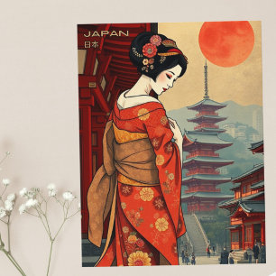 Postale Japon 日 本 geisha pagode vacances retro Carte posta
