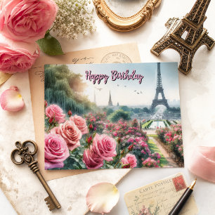 Postale Jardin de roses de Paris carte d'anniversaire
