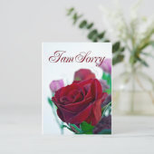 Postale Je suis désolé carte avec une rose rouge classique (Debout devant)