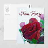 Postale Je suis désolé carte avec une rose rouge classique (Devant / Derrière)