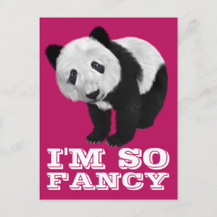 POSTALE JE SUIS TELLEMENT FANCY PANDA PORTE UNE CARTE POST
