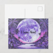 Postale Je t'aime - Carte de la Saint-Valentin de la Lune (Devant / Derrière)