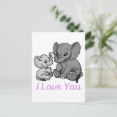 Postale Je t'aime - carte éléphant (Debout devant)