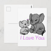 Postale Je t'aime - carte éléphant (Devant / Derrière)