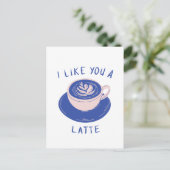 Postale Je vous aime une carte de café en latte (Debout devant)