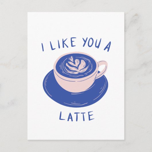 Postale Je vous aime une carte de café en latte (Devant)