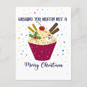 Postale Je vous souhaite un muffin mais une Carte de Noël 