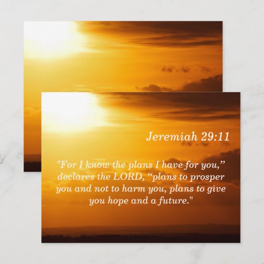Postale Jeremiah 29 11 Sunset Scripture Carte mémoire (Devant / Derrière)