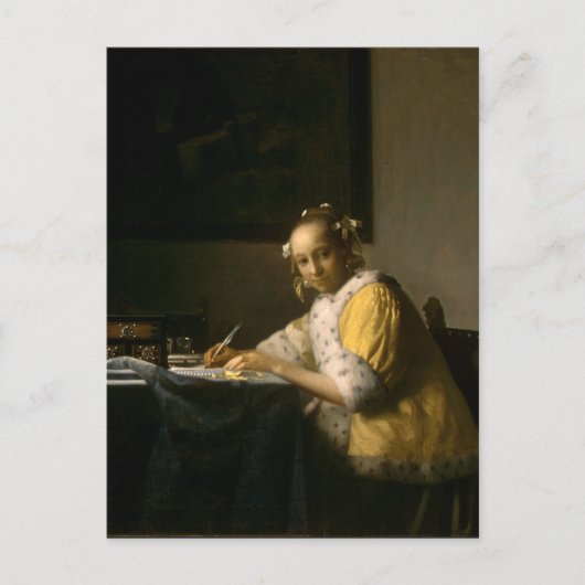 Postale Johannes Vermeer, Une Dame qui écrit une carte pos (Devant)