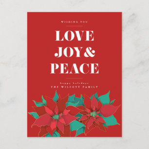 Postale JOIE D'AMOUR & PAIX Joyeux Noël Carte de vœux